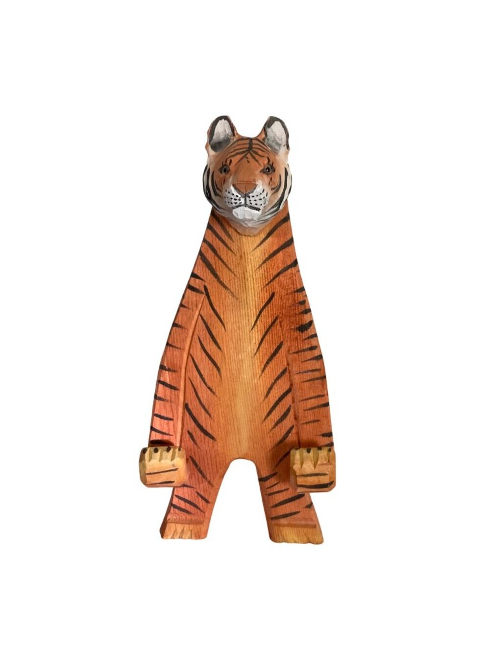 Carved Wood Tiger Hand Painted Picture Frame Holder Stand Easel